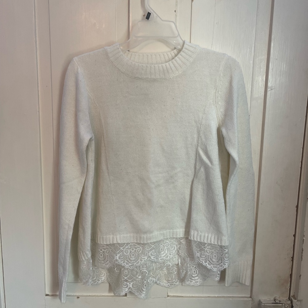 white long sleeve sweater, medium